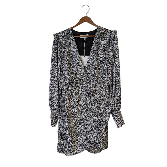 NWT L Academie Joyce Dress Womens Medium Black White Leopard Cocktail Mini - Picture 1 of 10